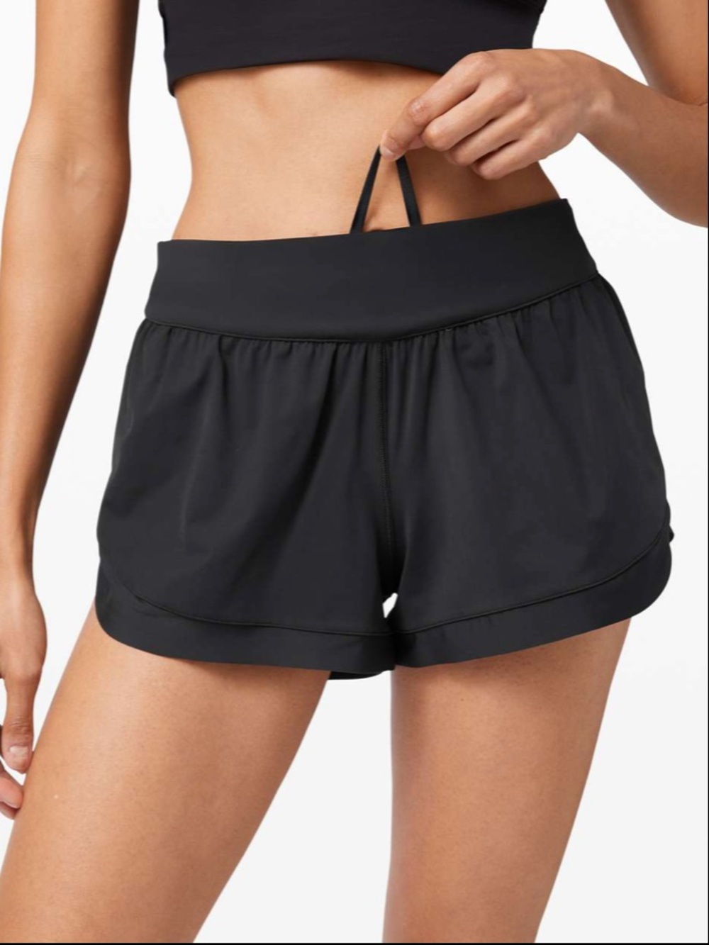 lululemon calm tides lined running Black Athletic Shorts size 8